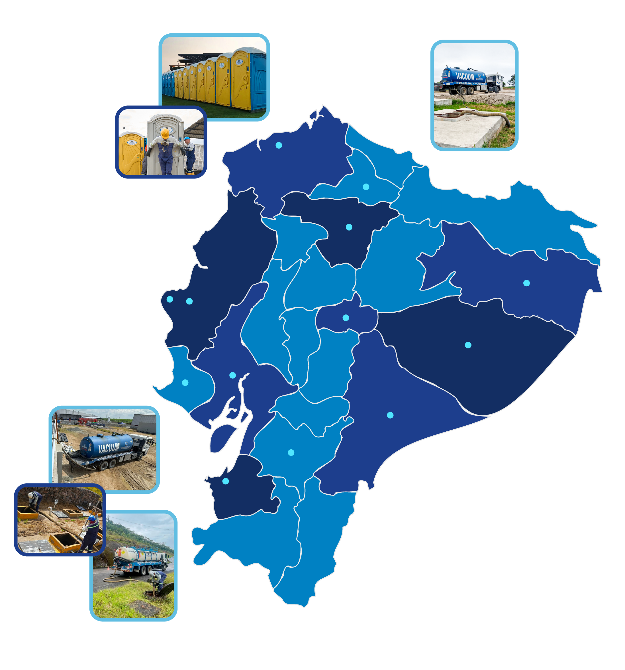 Mapa de cobertura nacional de Sannigroup en Ecuador